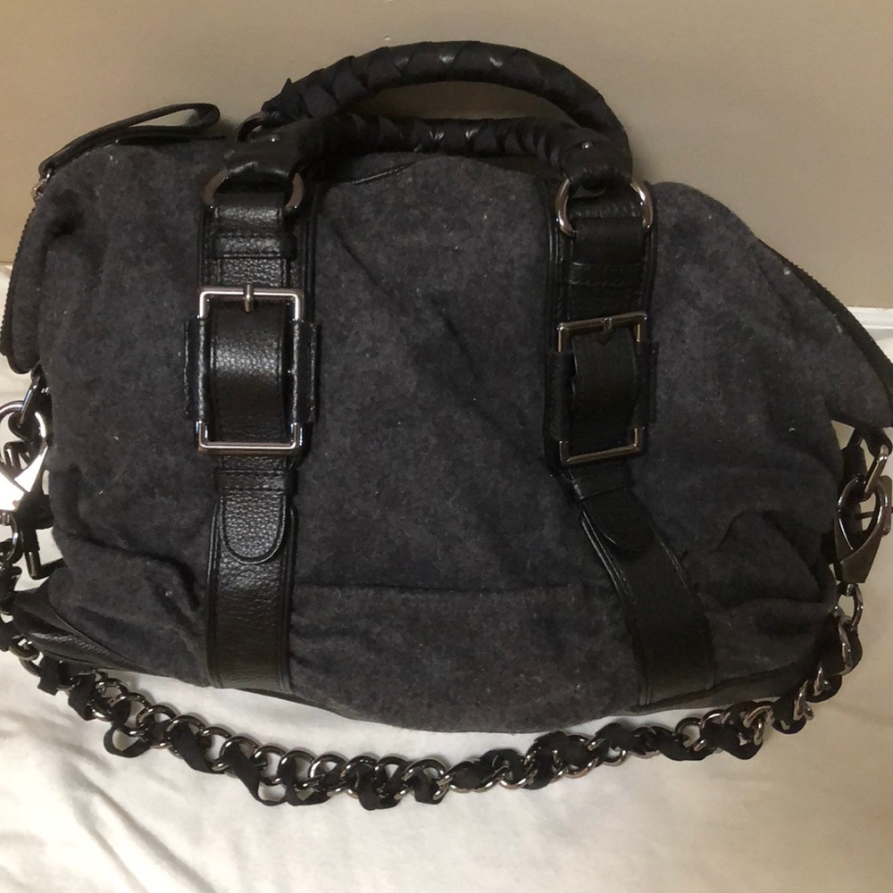 Kenneth Cole wool and leather satchel